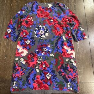 Fossil Women’s Silk Floral Block Print Mod Sheath Dress‎ Sz 8